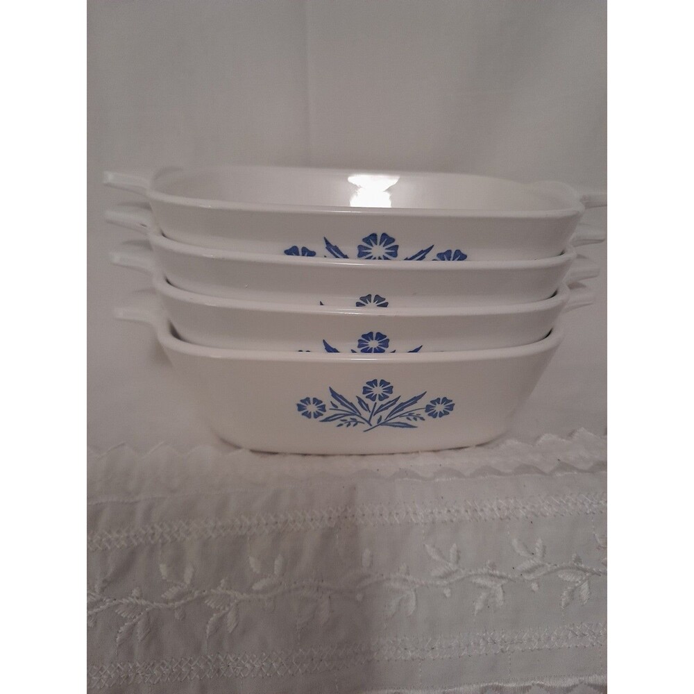 Corning Ware Blue Cornflower Mini Casserole Dishes Set of 4 Vintage